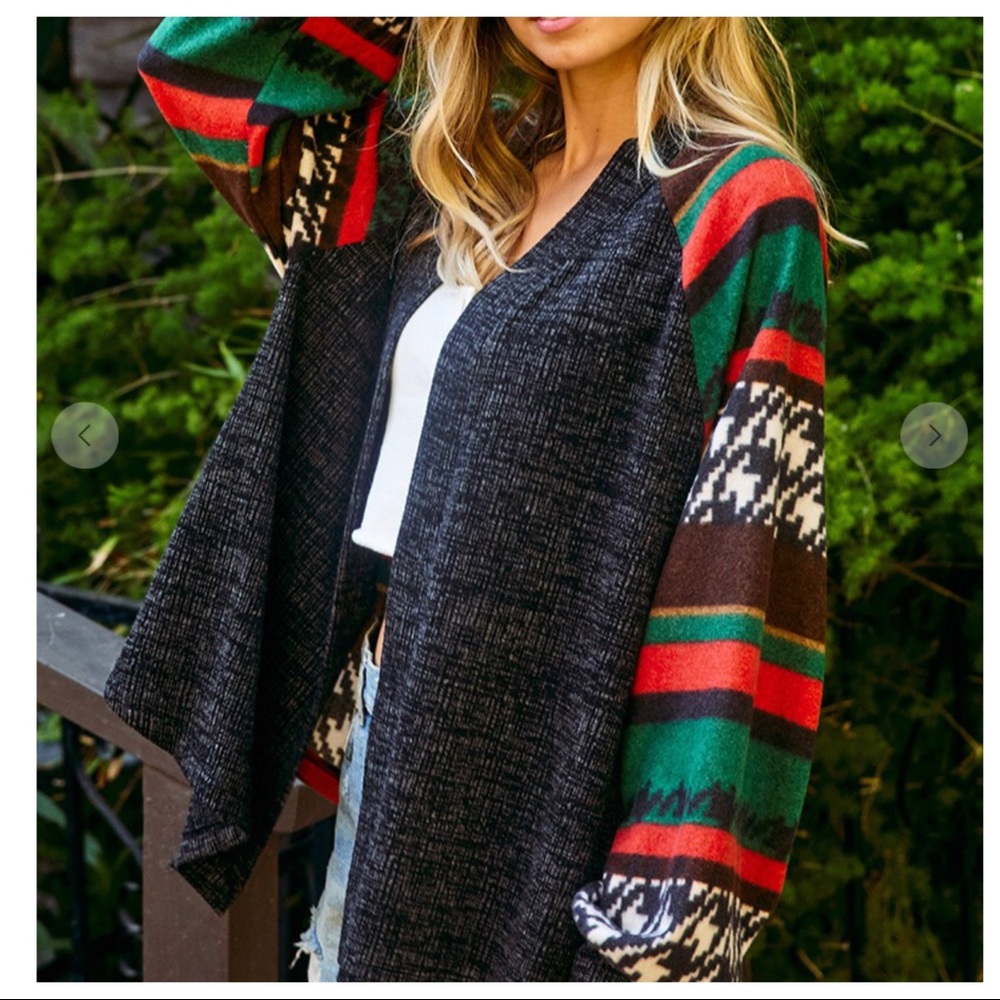 Absolutely beautiful Striped Boho Contrast Print Open Cardigan - Picture 3 of 5